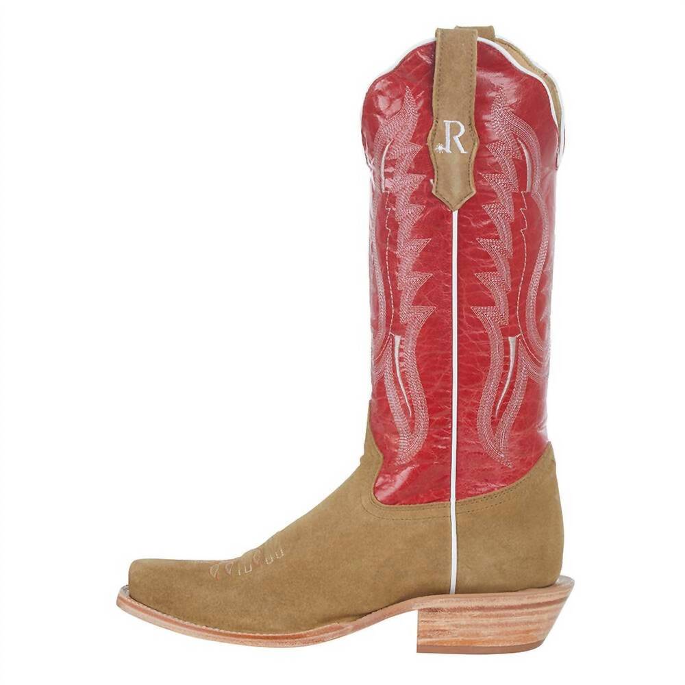 NEW R WATSON BOOTS women's sand rough out western boot in red/tan